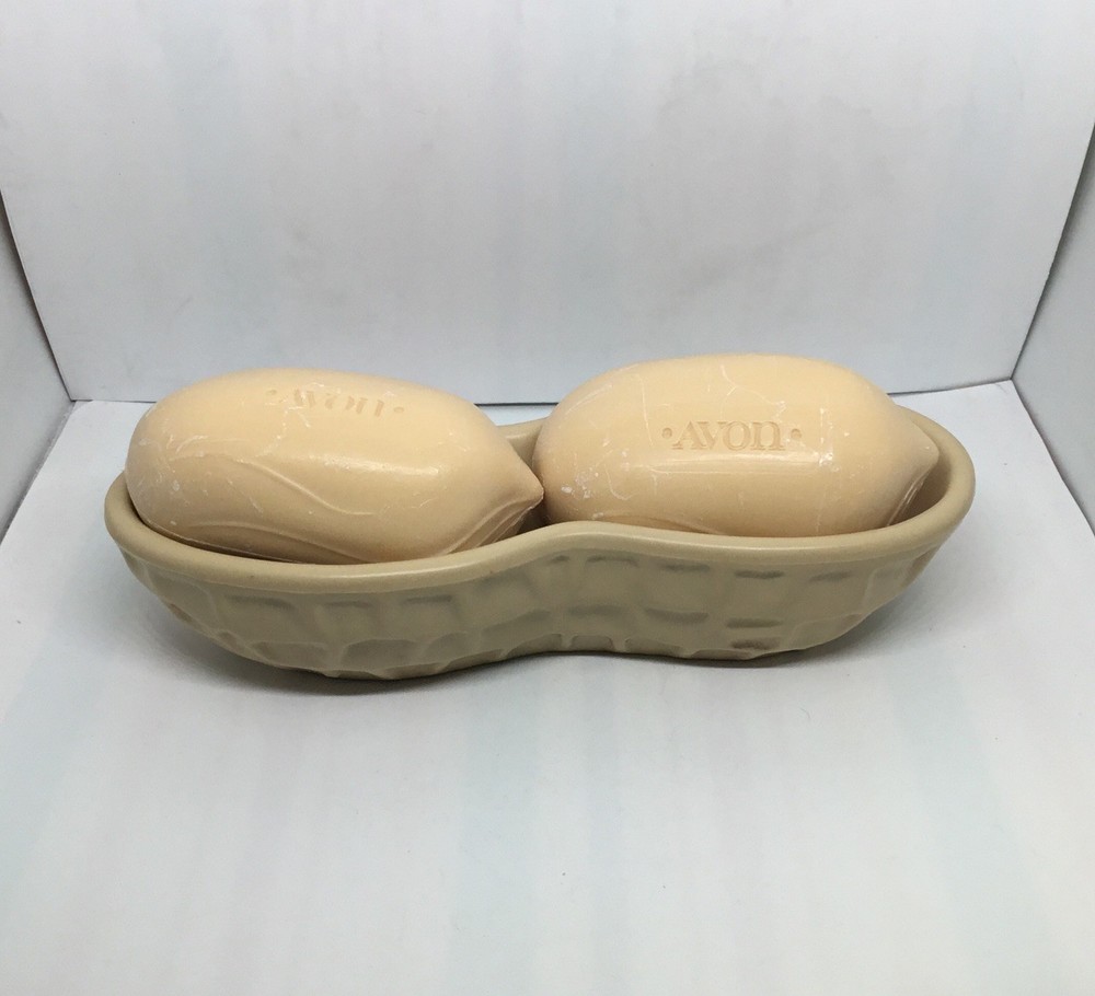 Avon Mr. Peanut Nutty Soap Dish W/2 Bars Of Soaps Original Box Vintage NOS
