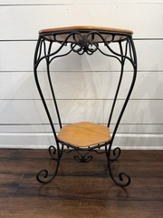 VTG Longaberger Wrought Iron Generations Plant Stand Woodcraft Side Table