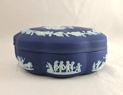Wedgwood Cobalt Blue Jasperware 5″ Scalloped Trinket Box