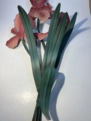 Vintage Toleware Metal Iris Pair