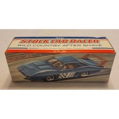 VTG Avon Stock Race Car Decanter 90% Collectible vanity Blue Glass Bottle w/ Box