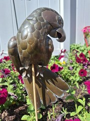 Vintage Brass & Copper Parrot Hanging Sculpture without perch