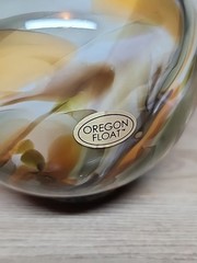 5″ Brown Orange Hand Blown Art Ocean Glass Oregon Float Coast 2013 Signed Meyer