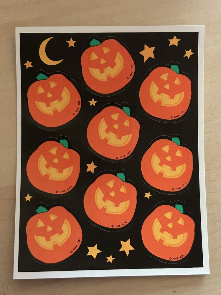 Vintage Hallmark Pumpkin Jack O Lantern Halloween Stickers 10 Full Sheets