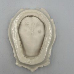 White Ceramic Praying Hands Decorative Trinket Dish Leaf & Berry Open Hands