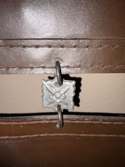 Vintage long 4 panel brown Leather Wall hanging hand painted tulips metal rods