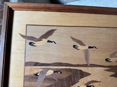 Vintage Creative Woods NY “Ducks In Flight Scene” Marquetry Artwork