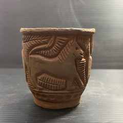 Unique Ancient Near Eastern Chlorite Stone Cup/Vase With Scene All Round