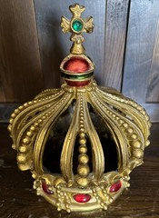Heavy Ornate Gold Resin Crown 10” Table Top Decor Jewel Tuscan Old World