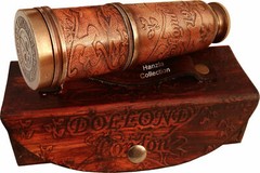 ANTIQUE BRASS TELESCOPE MARINE NAUTICAL LEATHER PIRATE SPYGLASS VINTAGE SCOPE