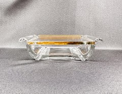 Vintage Art Deco Hinged Clear Glass Jewelry Casket / Trinket Box 1930s–40s READ