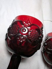 AVON 1876 CAPE COD COLLECTION Ruby Red Glass Wine Goblets 4 1/2” SET OF 6