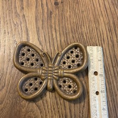Vintage Burwood Brown Wicker Design Butterflies Set of 3 Wall Decor #2596 3.5″