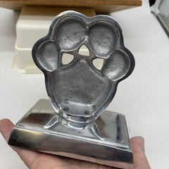 Cast Aluminum Dog Paw Print Mantle Shelf Leash Holder Holiday Stockings