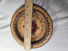 Vintage Wooden Pyrography Mandala Plate Hand Painted Decorative Wall Hanging Art