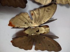 Vintage MCM Homco Set of 3 Metal Brass Copper Hanging Butterflies Wall Art Decor