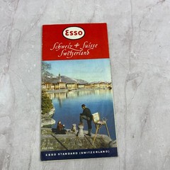 1960s Esso Schweiz Suisse Switzerland Fold Out Travel Map L3-3