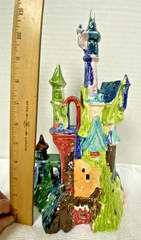 Handmade Clay Pottery Rainbow Blended Colors Aquarium Fishbowl Castle 11 1/8″