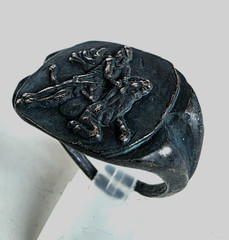 300 BC Ancient Roman Silver Ring Mithras mystery god of legions and victories