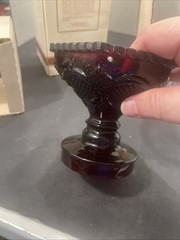 Avon 1876 Cape Cod Collection RUBY RED PEDESTAL Hurricane Lamp ORIGINAL BOX Pz