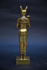 Authentic Ancient Egyptian Antiquities Bastet Cat Gold Leaf Statue Egyptian BC