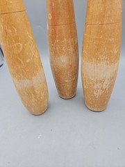 Antique Juggling Pins Wood Exercise Clubs Sportscraft Indian Club VTG Lot Of 3