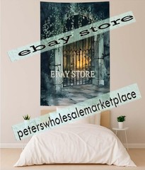 Gothic Iron Gate Tapestry Haunted Garden 59X82 in
