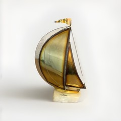 John DeMott Brass Stone Sail Boat