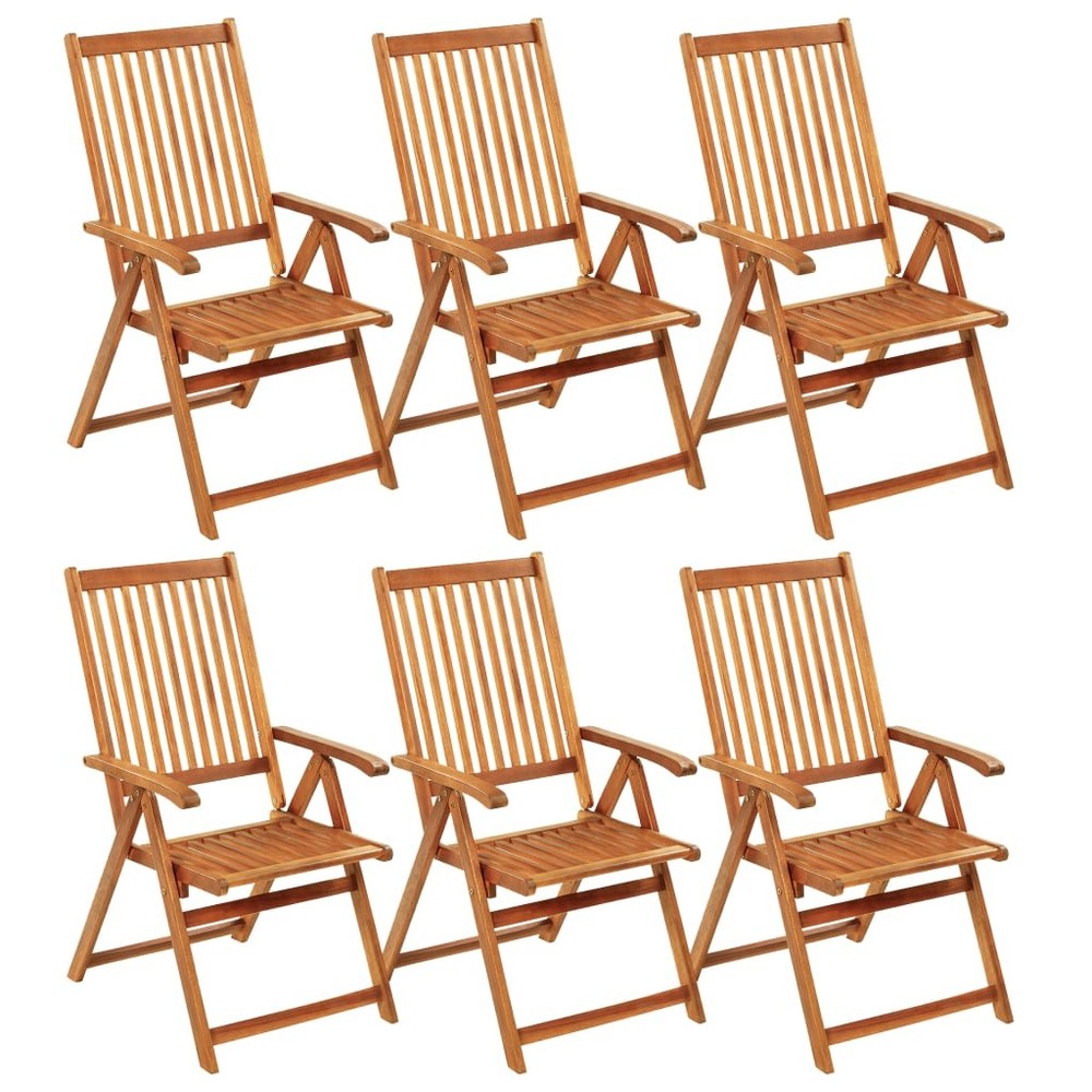 Outdoor Recliner Chairs 6 Pcs Patio Chair with Cushions Solid Wood Acacia vidaXL