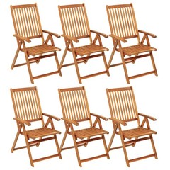 Outdoor Recliner Chairs 6 Pcs Patio Chair with Cushions Solid Wood Acacia vidaXL