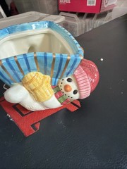 Fitz and Floyd Frosty Folks Snowman Lidded Candy Box w/Original Packaging