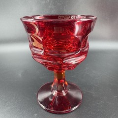 Fostoria Argus Ruby Red Water Goblet Heavy Champagne Glasses Cups Set 2 VTG