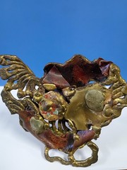Copa Collection Made in Brazil Brutalist Mixed Metal and Amethyst Candle Holder