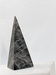 Neoclassical Solid Marble Gray Obelisk SQUARE Base Great Color Veining 5.75″