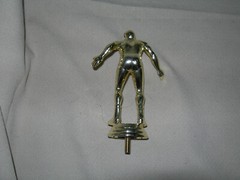 Large male man Wrestler Trophy Topper plastic gold wrestling