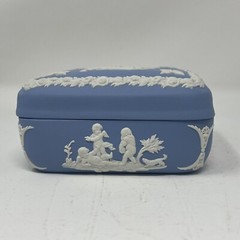 Wedgwood Jasperware Blue Square Lidded Trinket Box – 4” x 4” – Homer
