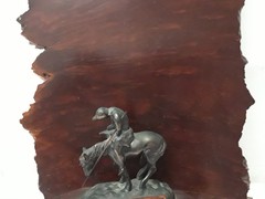 End of The Trail Wooden Plaque Folk Art Native American Warrior on Horse Vintage