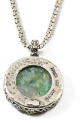 Roman Glass Sterling Silver 925 Round Pendent Ancient Fragment 200 B.C ASCOPA.
