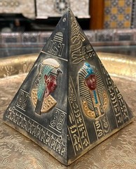 Ancient Egyptian Antiques Statue of Egyptian Pyramid & Pharaonic Hieroglyphs BC