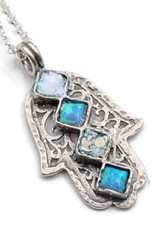 Roman Glass Hamsah Hand Sterling Silver925 Pendent Antiq Ancient Fragment 200 BC