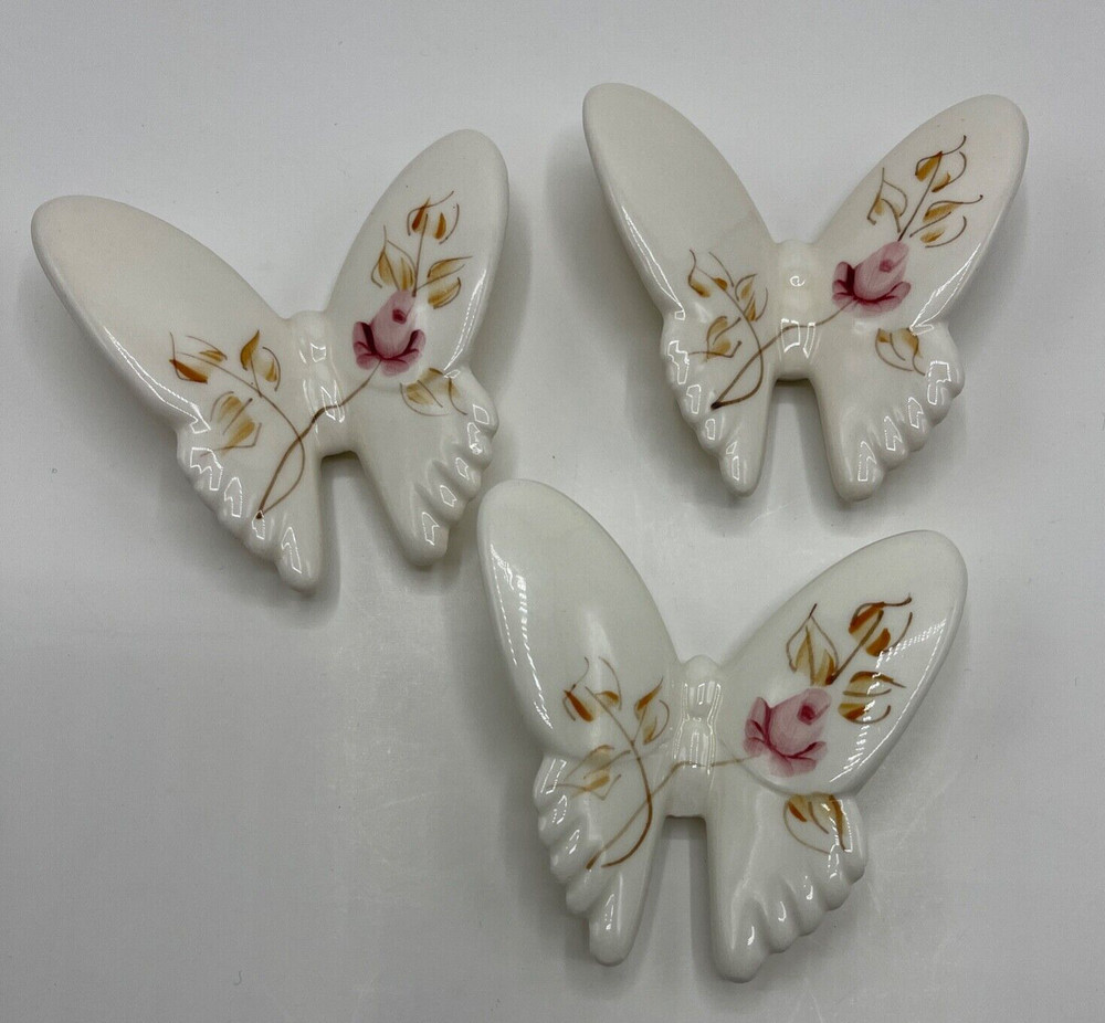 Hand Painted Porcelain Butterflies Lasting Products Made In USA Lot Of 3