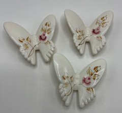 Hand Painted Porcelain Butterflies Lasting Products Made In USA Lot Of 3