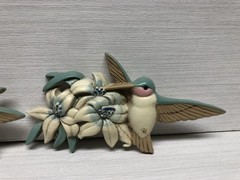 Vintage Set of 3 Hummingbirds Plastic Wall Hanging Decor Made in USA Burwood