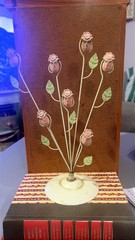 Vintage Rosebud Metal Photo Holder Cottage Core Shabby Chic