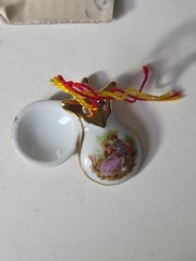 Vintage Limoges France Porcelain Mini Castanets Victorian Gold Trim 4 Total