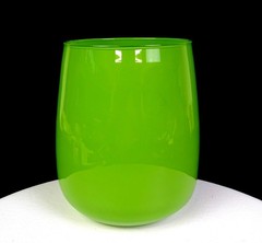 Polish Cased Studio Art Glass Hand Blown Chartreuse Green 6 3/4″ Vase 1970-1979