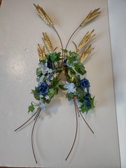Vtg Home Interiors Brass Wheat Sheaf 2 Piece Wall Hanging Decor MCM Homco 31″