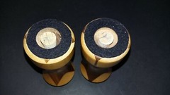 Bonded Patterned wood 4″ salt & pepper shakers maker unknown