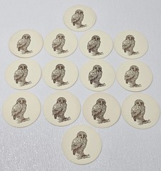 Decoupage Owl Coasters Brown Paper Craft Set of 14