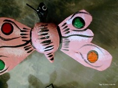 Miniature Wooden Bobble Head Painted Mexican Folk Art BUTTERFLY 3 pieces